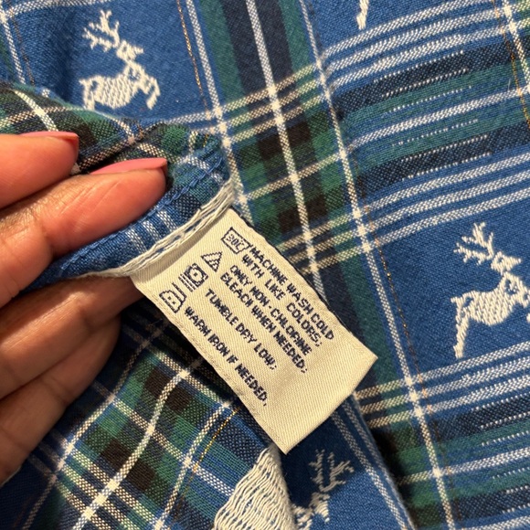 Cabin Creek | Vintage Blue Shirt | Cabincore Deer Cotton Flannel Petite Medium - Picture 8 of 11